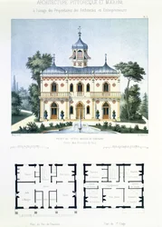 Projet pour une petite maison de campagne près de Paris, gravé par Walter, planche 5 de Architecture Pittoresque et Moderne